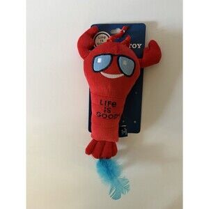 Life Is Good Lobster Plush Cat Toy w/ Feathers, Bell, Crinkle, Ribbon